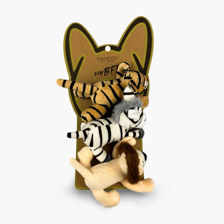 NANDOG My BFF Wild
3 Set Dog & Cat Plush Mini Toys for wholesale by Nandog Pet Gear Florida Authorized Reseller