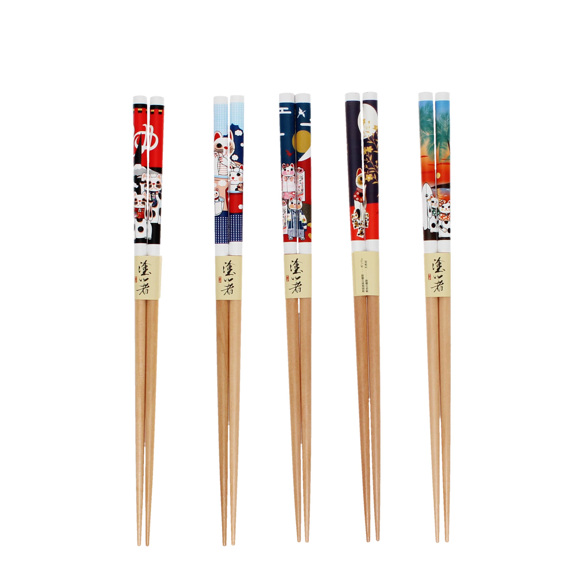 Rex B2B - UK – wholesale Chopsticks – Wooden chopsticks (pack of 5 pairs) - Beckoning cats1