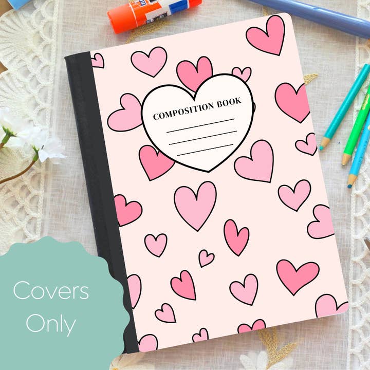 Capa de Caderno de Composição com Corações Cor-de-Rosa de São Valentim por atacado de Oily Graphic Creations