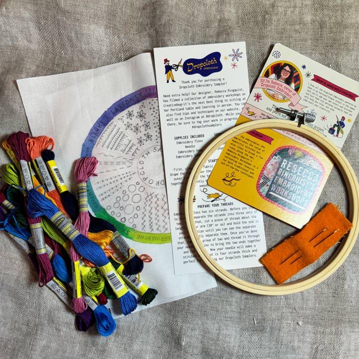 Dropcloth Samplers - Wholesale Embroidery/Cross Stitch Supplies - Color Wheel Embroidery Sampler Wholesale KIT3