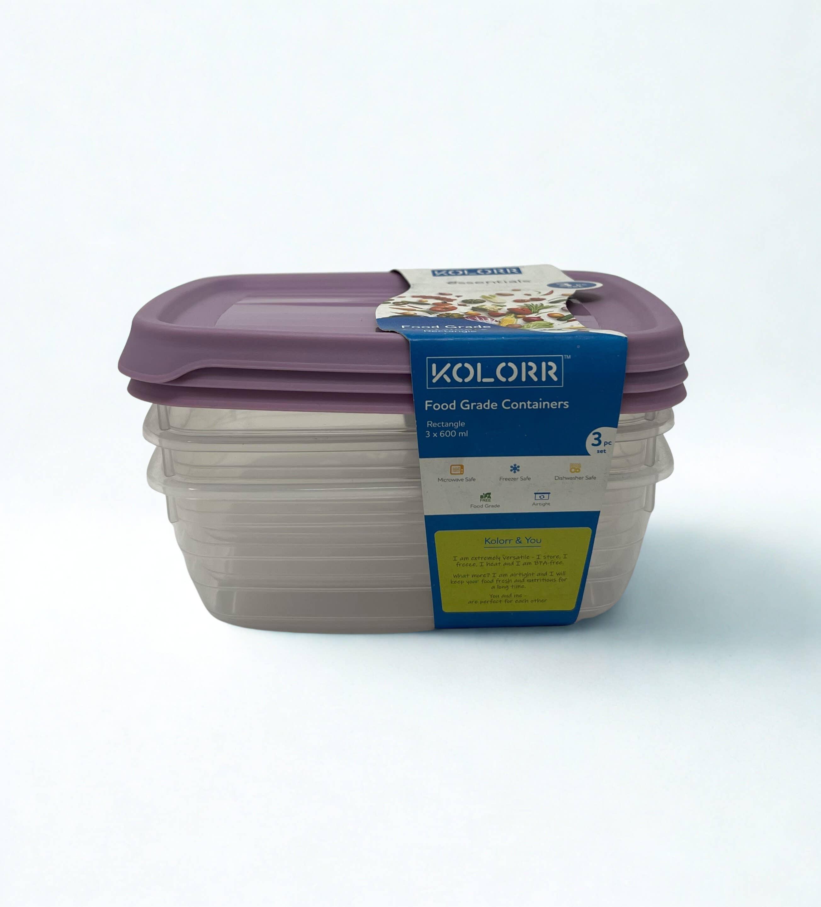 USA HomeMax – Recipiente para armazenar alimentos por atacado – 3 unid. 600ml Recipiente de Plástico Grau Alimentar Cores Sortidas2