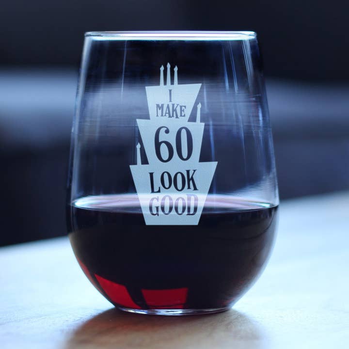 bevvee - Vente Verres à vin - Verre à vin sans pied Look Good 60 - Cadeaux pour 60e anniversaire0
