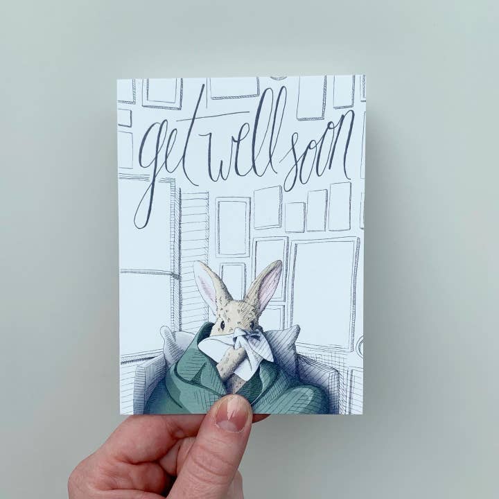 Get Well Soon Bunny Rabbit wenskaart voor wholesale door The Critter Co.