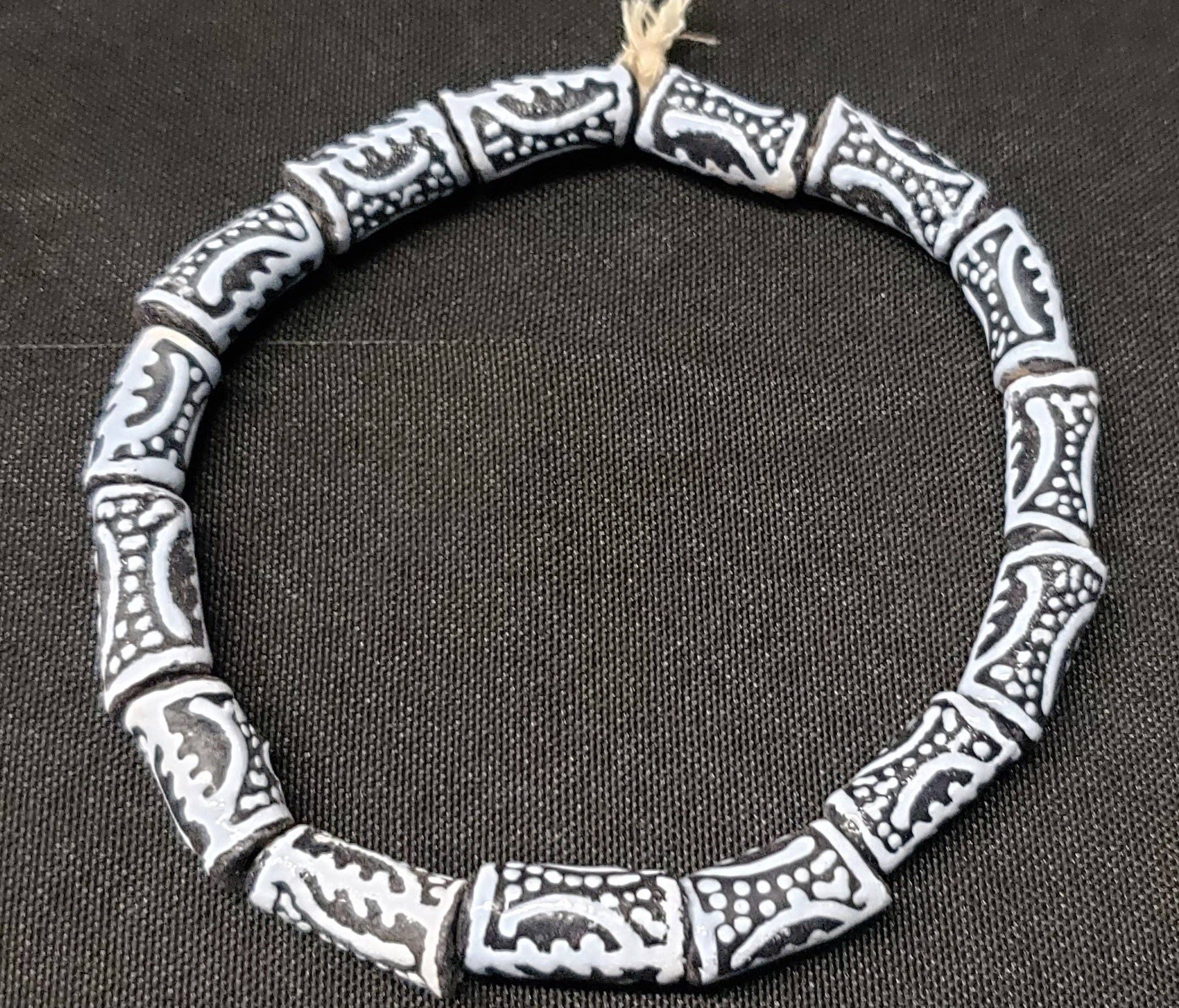 Aadampo African Beads - Venta al por mayor Cuentas - Cuentas de vidrio africanas, Cuentas de vidrio Adinkra, 15 Cuentas de vidrio Gye Nyame, AAB# 16752