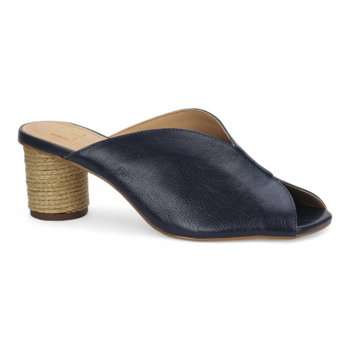 Sophie Mule Slide Sandal Leather Navy 59012 for wholesale by Bruno Menegatti