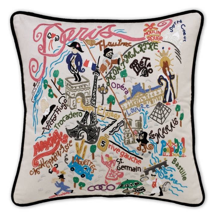 Paris Hand-Embroidered Pillow for wholesale by catstudio