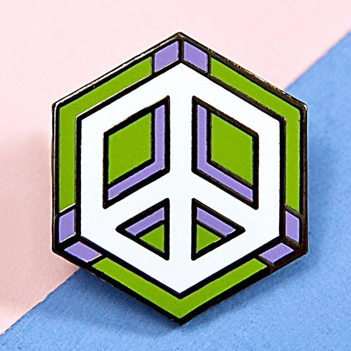 Genderqueer Flag - Peace Cube Pin for wholesale by Proud Zebra
