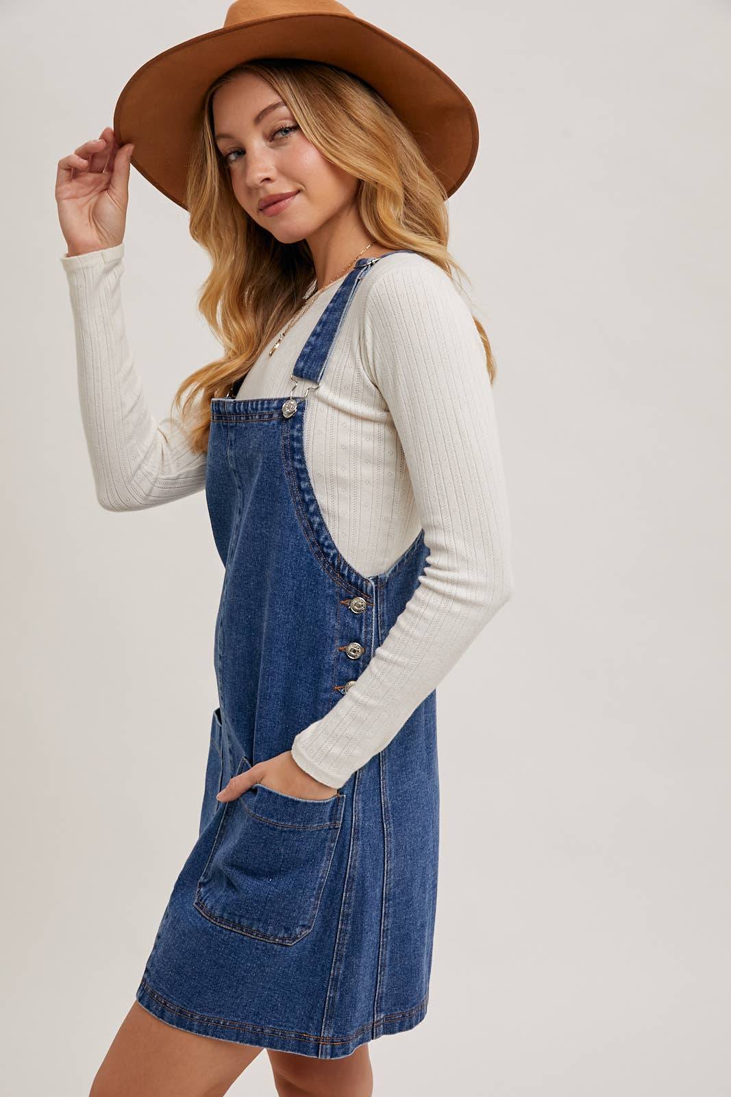 Bluivy - Wholesale Overalls - Women's - DENIM OVERALL MINI DRESS WITH POCKETS12