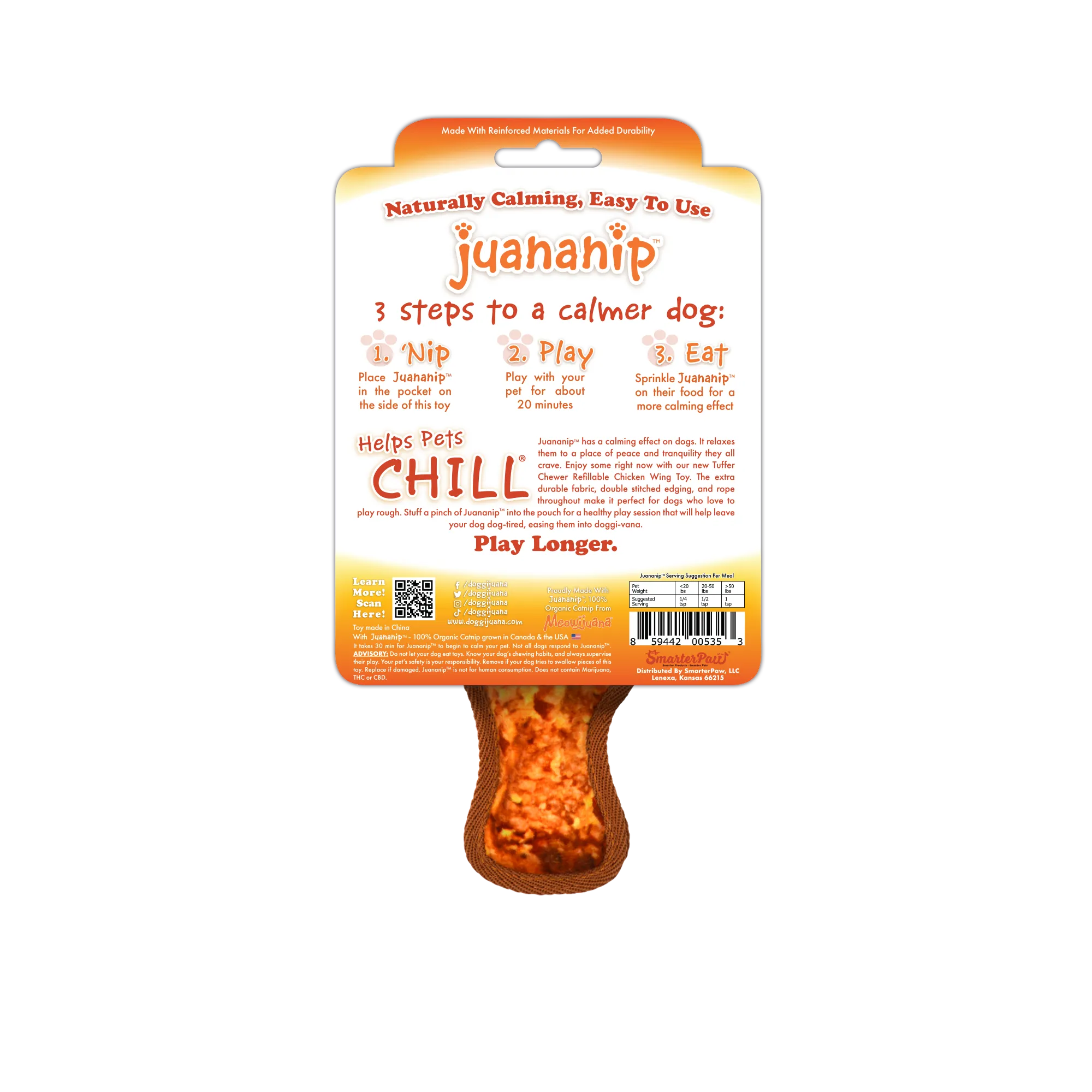 SmarterPaw | Meowijuana & Doggijuana - Wholesale Pet Chew Toy - Dog - Doggijuana® Tuffer Chewer Mini Chicken Wing Dog Toy7