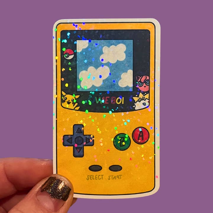 Yellow Handheld Game Sticker | Nostalgic Retro Y2K 90's Gamer Arcade Sky for wholesale by Faebelle Haven