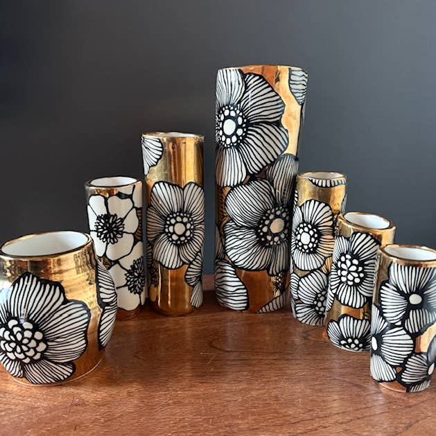 Il Fiore Dorato – Vaso Artigianale Medio Rivestito in Oro 22K per la vendita all'ingrosso da parte di Hsieh Clay SF