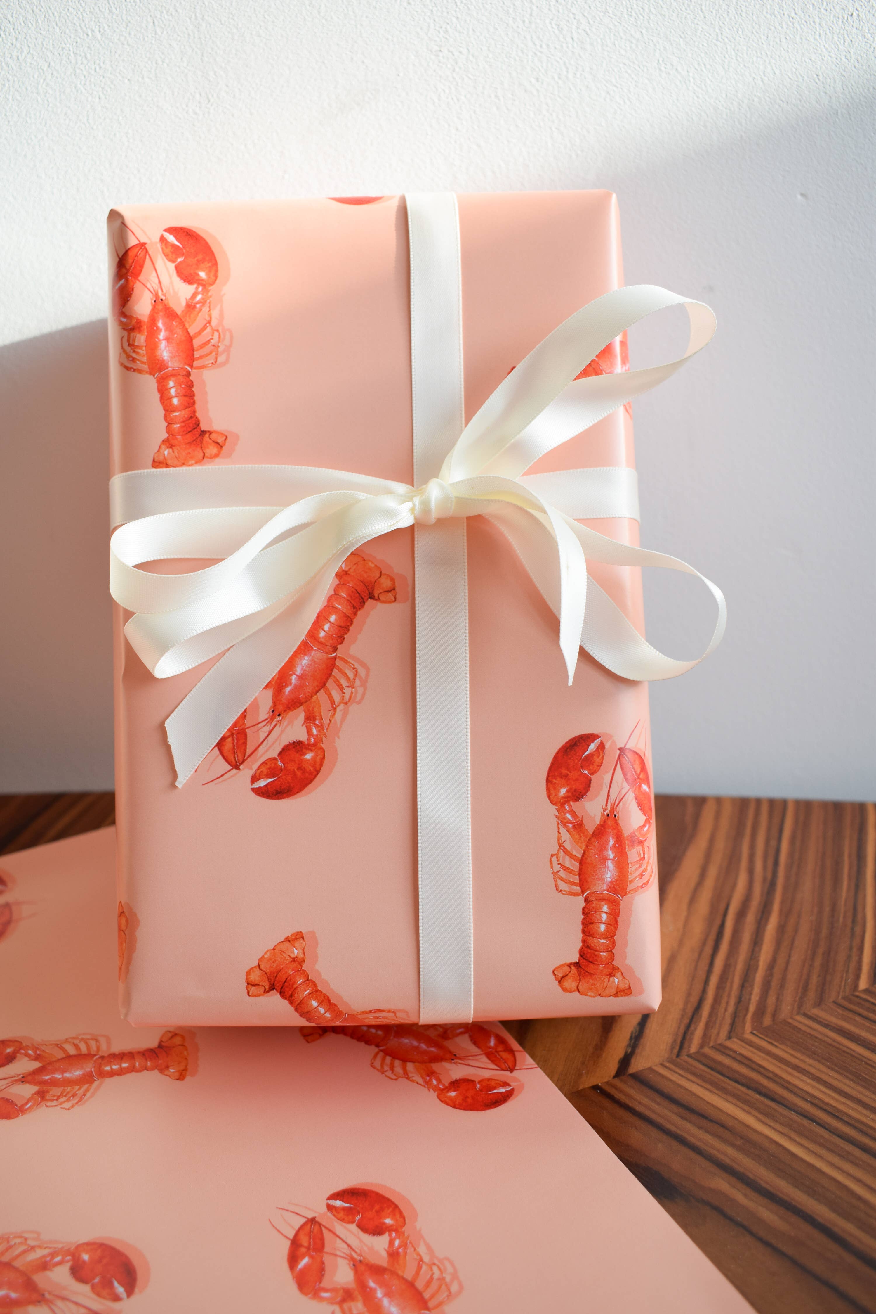 studio frewb - Wholesale Flat Wrap - Lobster gift wrap (pink) - single sheets 7