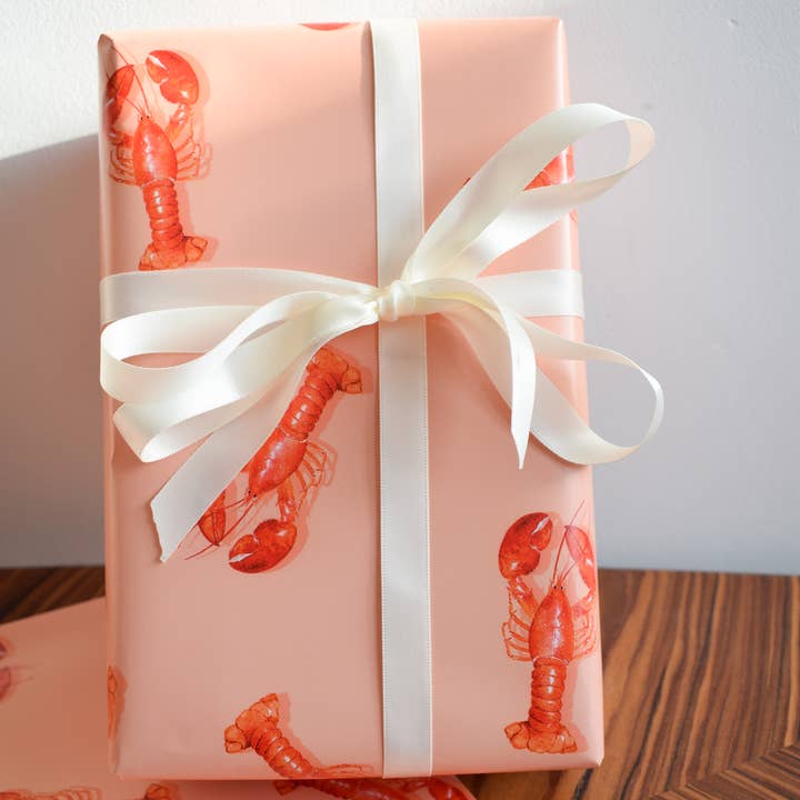 studio frewb - Wholesale Flat Wrap - Lobster gift wrap (pink) - single sheets 7