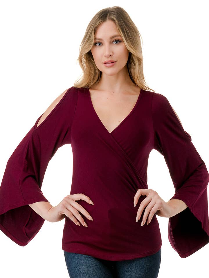 KELSEY TOP (DARK WINE)-JT8290 for wholesale by VAVA by Joy Han
