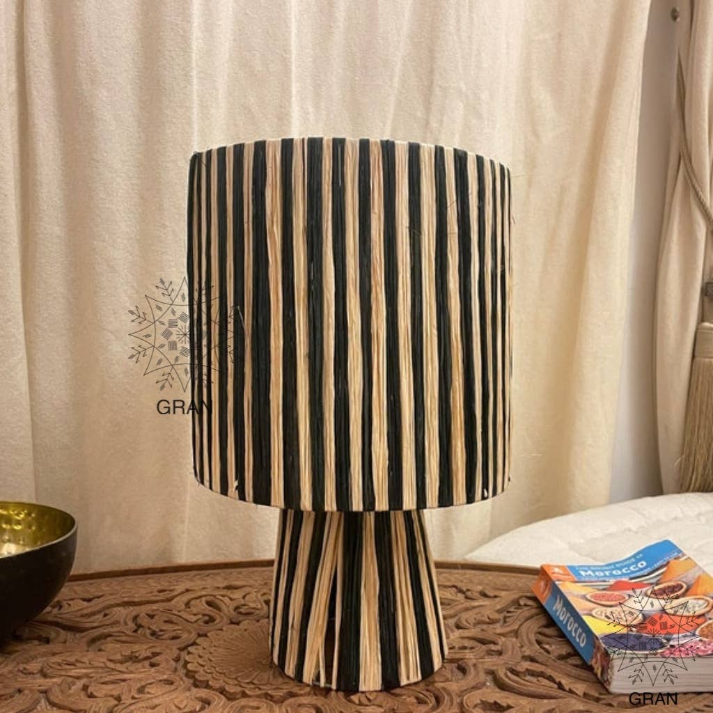 Gran Wholesale - Wholesale Lamp Shade - Moroccan  Stripped Scalloped Raffia, Raffia Table Lamp Shade2