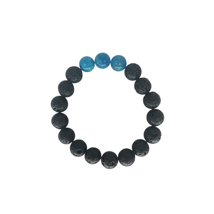 10mm Lava Rock and Apatite Gemstone Bead Stretch Bracelet for wholesale by Maka Imports