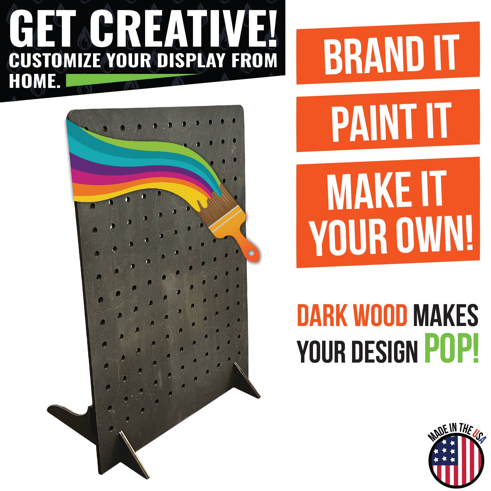 Torched Displays – wholesale Retailer display stand/case – Pegboard Display - Various Sizes and Colors47