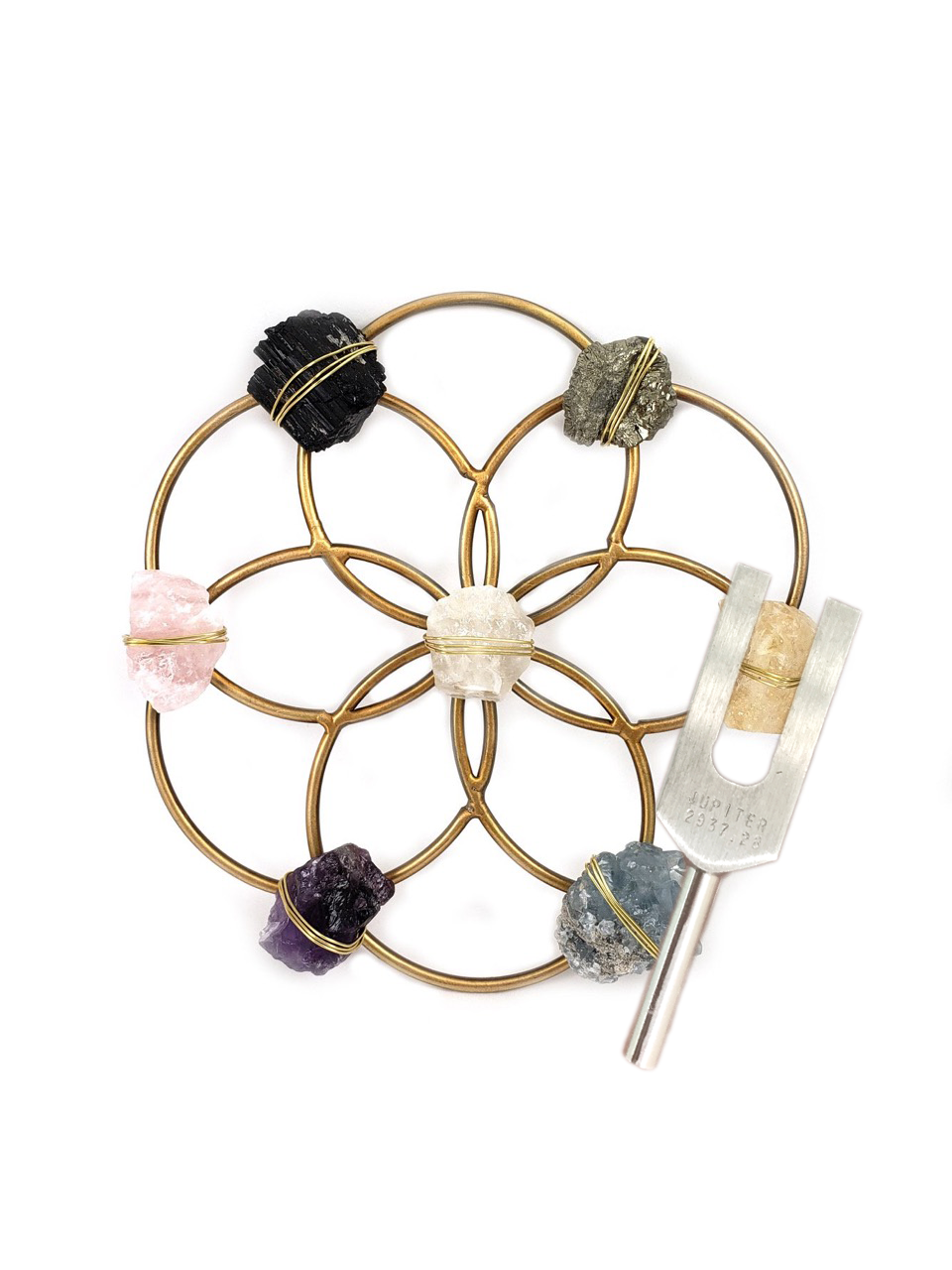 Ariana Ost - Wholesale Meditation Supplies - Sound Healing Set – Multi Crystal Grid & Tuning Fork0