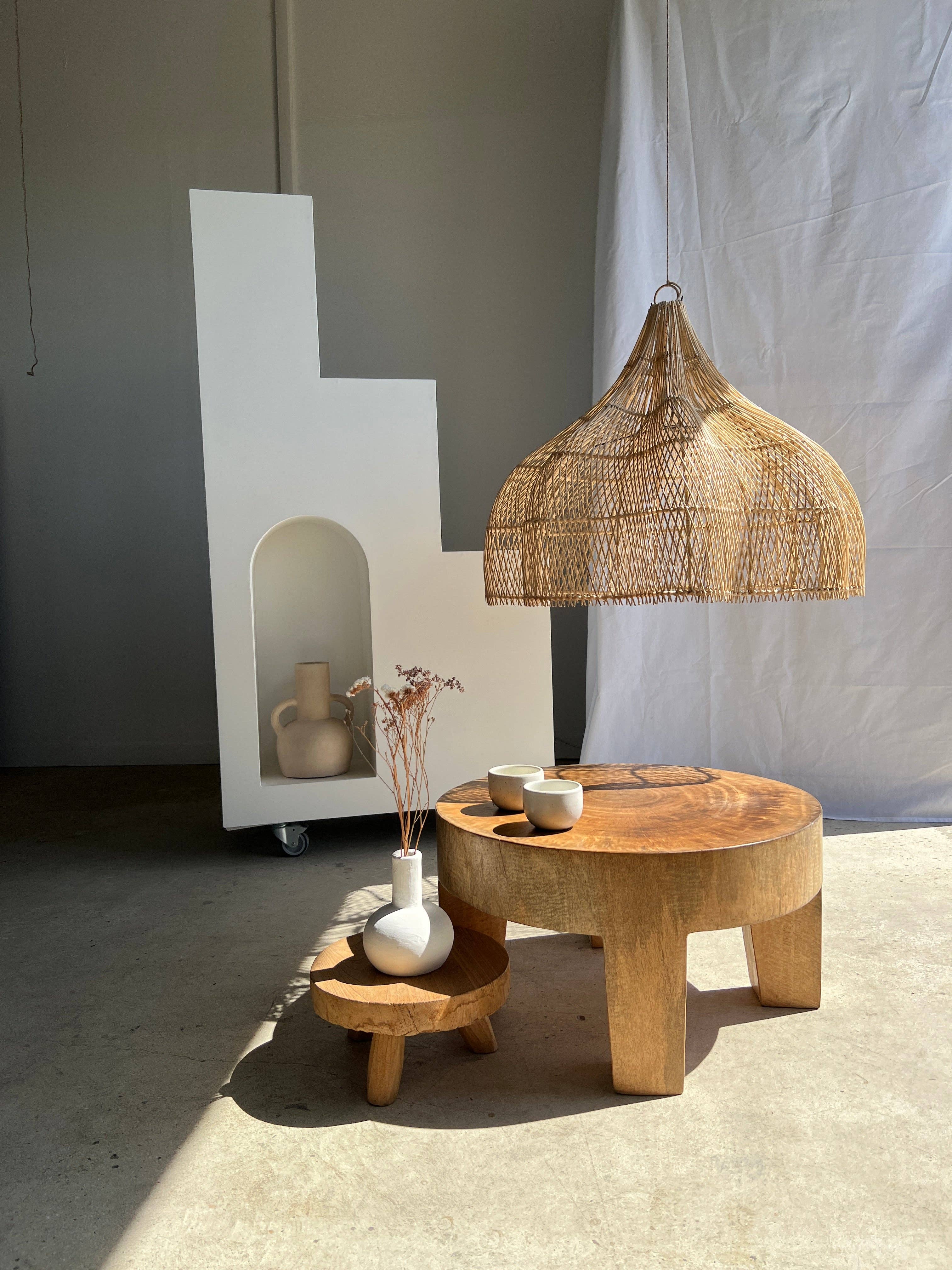 Office Objets - Wholesale Chandelier/Hanging Light - Pendant light, flower-shaped rattan fixture, tulip, corolla H:80cm D80cm92