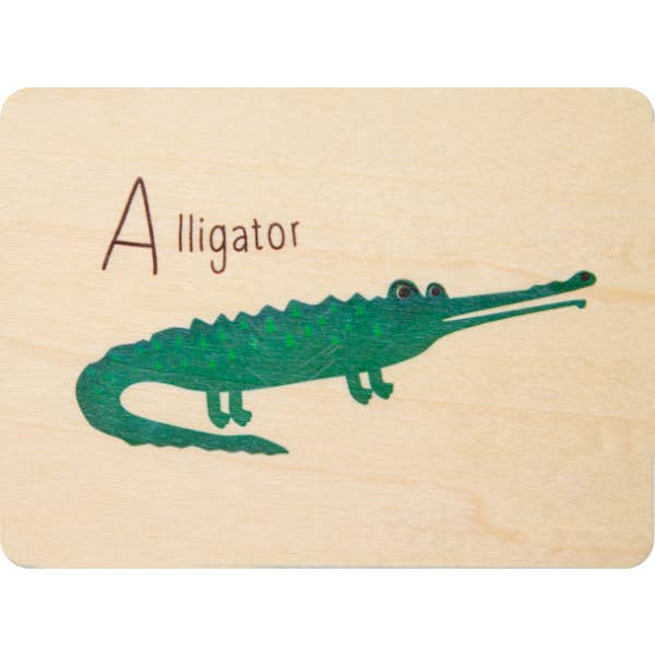Little Wood Postcard Abc Alligator for wholesale by Woodhi