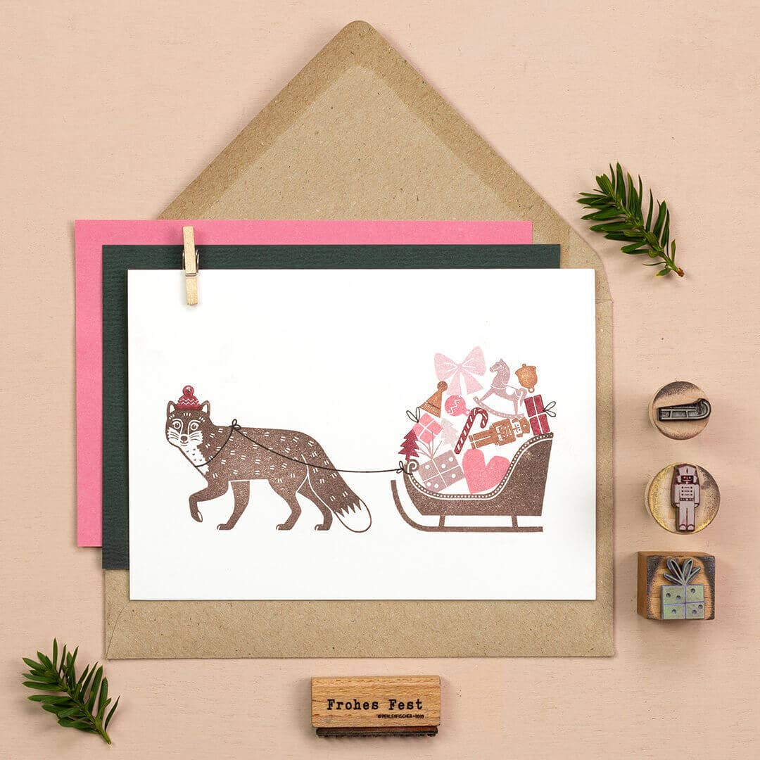 Perlenfischer - Wholesale Rubber/Decorative Stamp - 5x Stamp | Running Fox1