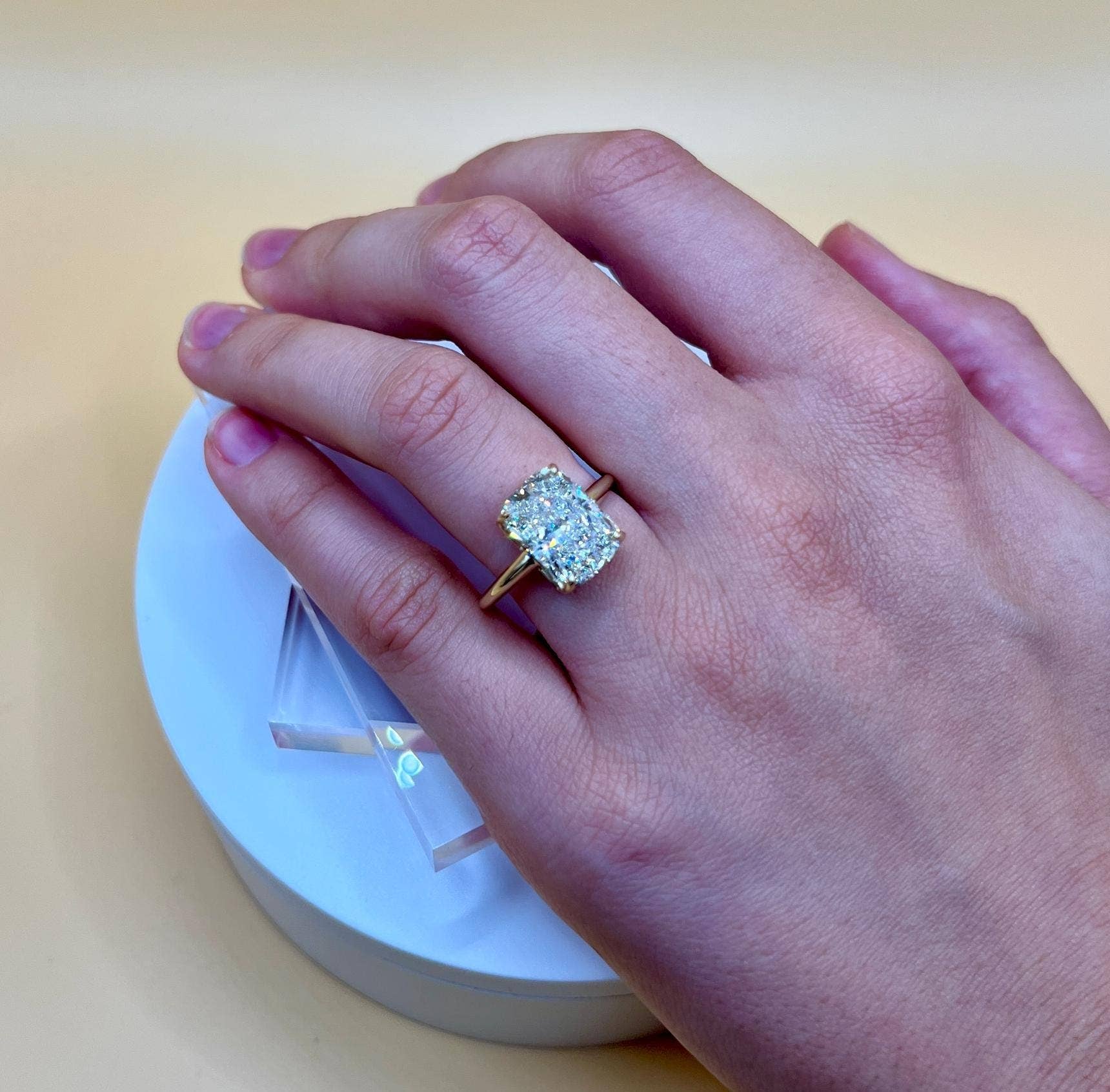 Elegant Jewels LLC - Wholesale Engagement Ring - 5 Ct Cushion Lab Grown Diamond Solitaire Ring, 14 K Gold
6