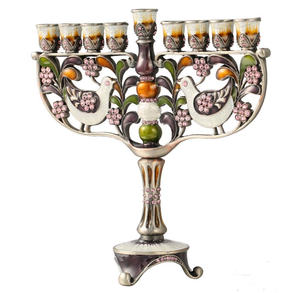 Matashi - Vendita all'ingrosso Menorah - Menorah Candelabro smaltato e dipinto a mano Matashi2