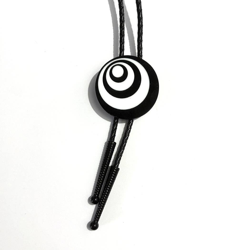 Audacious Studio - Wholesale Y-Neck/Lariat Necklace - Op Art Circles Bolo with Black Tips2