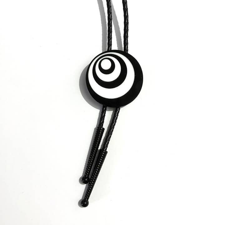Audacious Studio - Wholesale Y-Neck/Lariat Necklace - Op Art Circles Bolo with Black Tips2