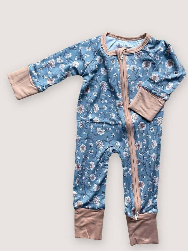 Konvertibel To-vejs Lynlås Én Del | Støvet Blå Blomstret for engroshandel hos Bleu & Co