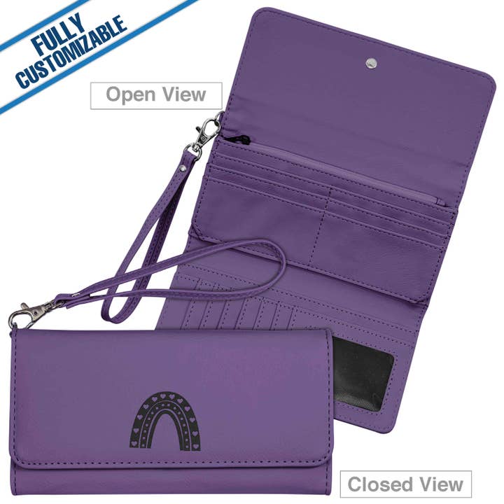 GiftWorksPlus - Wholesale Wallet - Unisex - Engraved Leatherette Long Wallet - Strap -Fully Customizable9