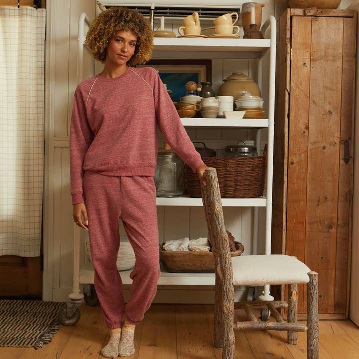 Jogginghose im Retro-Look, Rot meliert für den Großhandel von Lauren James