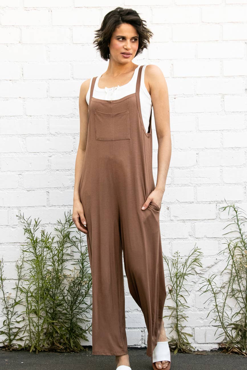 Elloh Collection - Wholesale Jumpsuit - Women's - Casual Comfy Wide Leg Overall Jumper w Bib and Side Pockets8