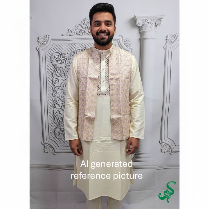 Silk mirror work 3 piece kurta set with vest for wholesale by SwaroopCollections