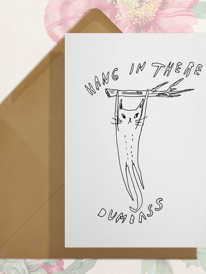 Hang In There - cat card for wholesale by Stay Home Club