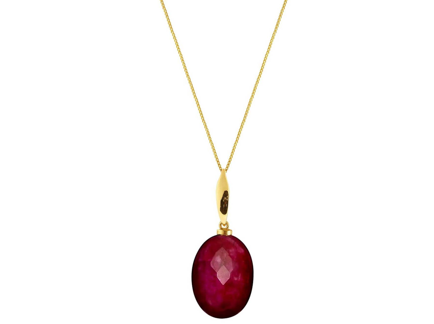 REMOVED BRAND - Wholesale Pendant/Charm Necklace - Gemshine Oval 3-D Red Ruby Gemstone Necklace6