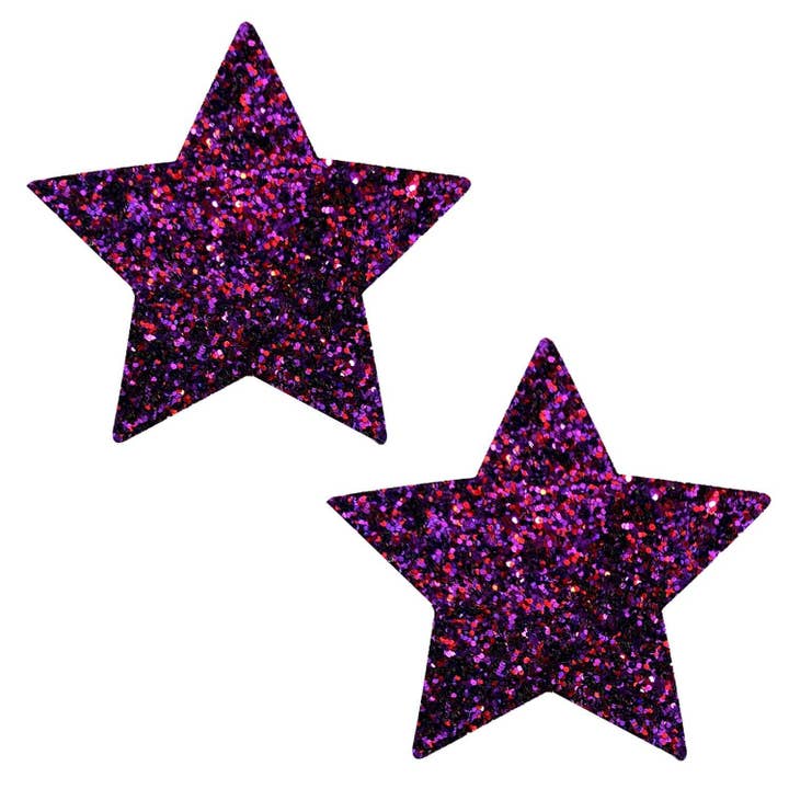 Super Sparkle Purple Cheshire Glitter Starry Nights Nipple Cover Pasties for wholesale by Neva Nude