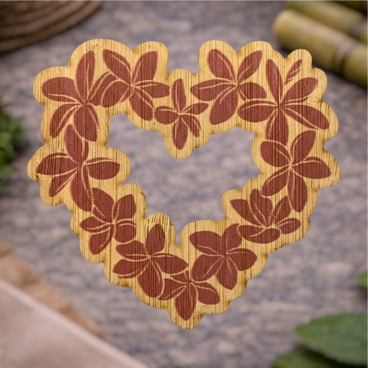 Plumeria Heart for wholesale by Bamboo Wood Stickers