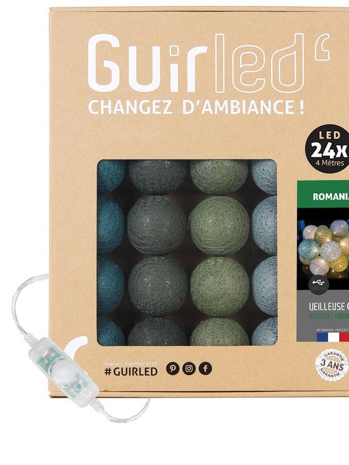 Romania Classic LED Cotton Ball Light Garland for wholesale by Guirled