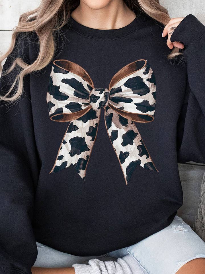 Cow Print Coquette Bow Unisex NuBlend Crew Sweatshirt for wholesale by Wholesale Accessory Market