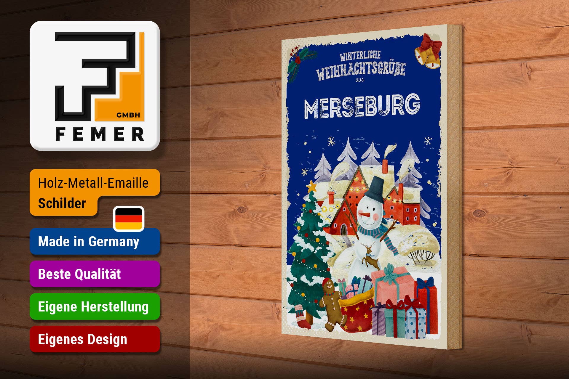 Femer - Wholesale Sign - Merseburg Christmas Greetings Wooden Sign 20x30cm2