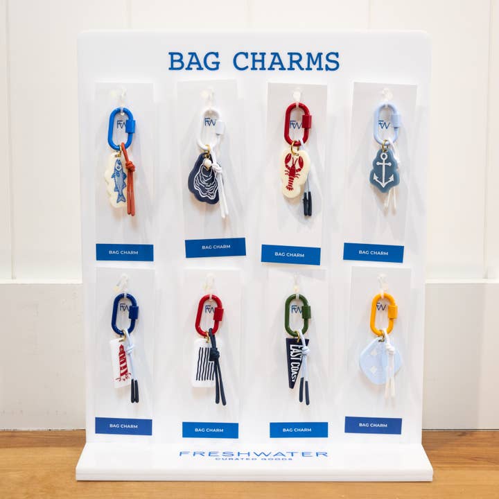 Bag Charm Acrylic display for wholesale by Freshwater Curated Goods