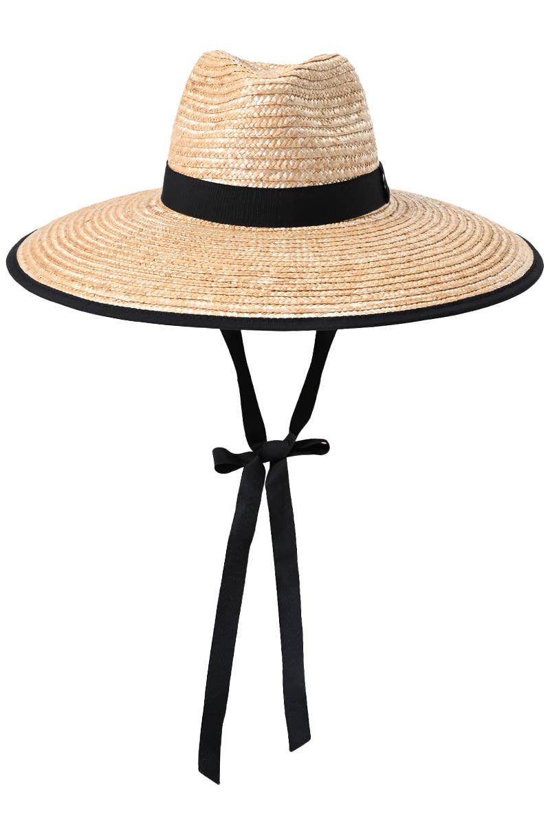 Cap Zone - Wholesale Straw Hat - Women's - Grosgrain Chin Strap Wide Brim Wheat Straw Lifeguard Hat0