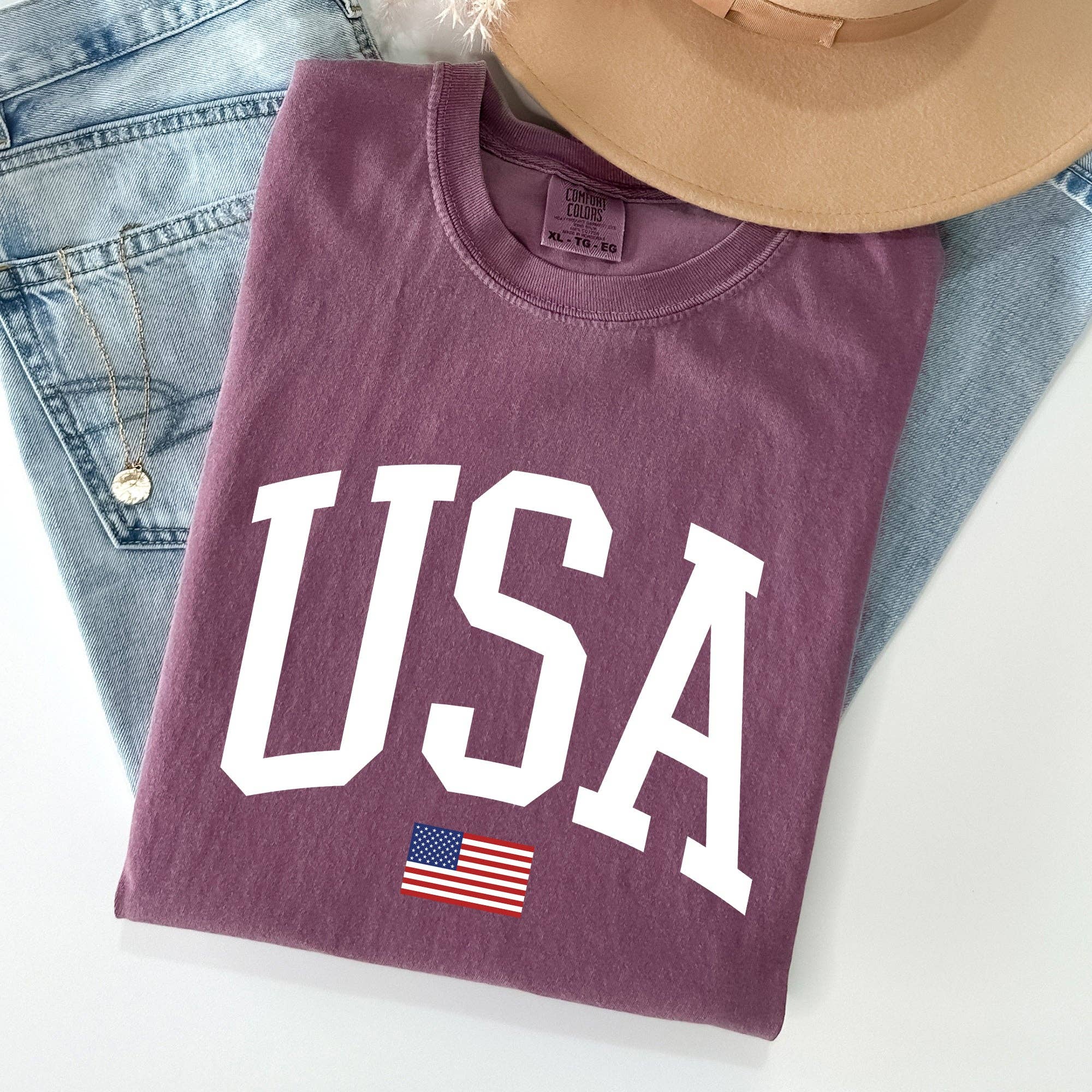 Refinery Number One LLC – wholesale T-shirts med screentryck – Dam – USA Flagga, Amerika, Patriotisk, Vit, 4 juli T-shirt1