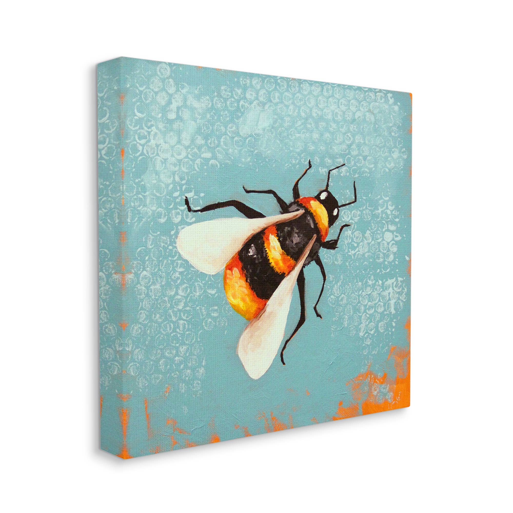 Stupell Industries - Wholesale Muurdecoratie met tekst - Bumble Bee Blue Hive-patroon - Ongelijst Muurkunst10