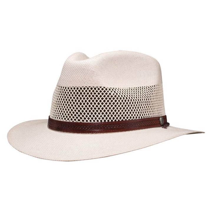 American Hat Makers - Wholesale Straw Hat - Unisex - Safari Vented Straw Fedora Hat - Style Milan
