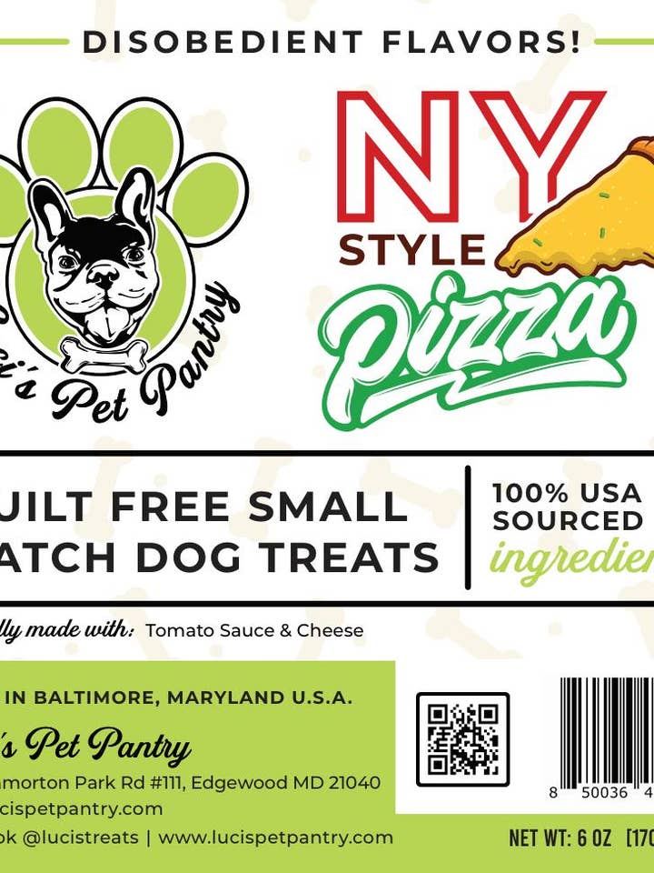 NY Style Pizza "All Natural Dog Biscuits" Private Label for wholesale by Luci's Pet Pantry