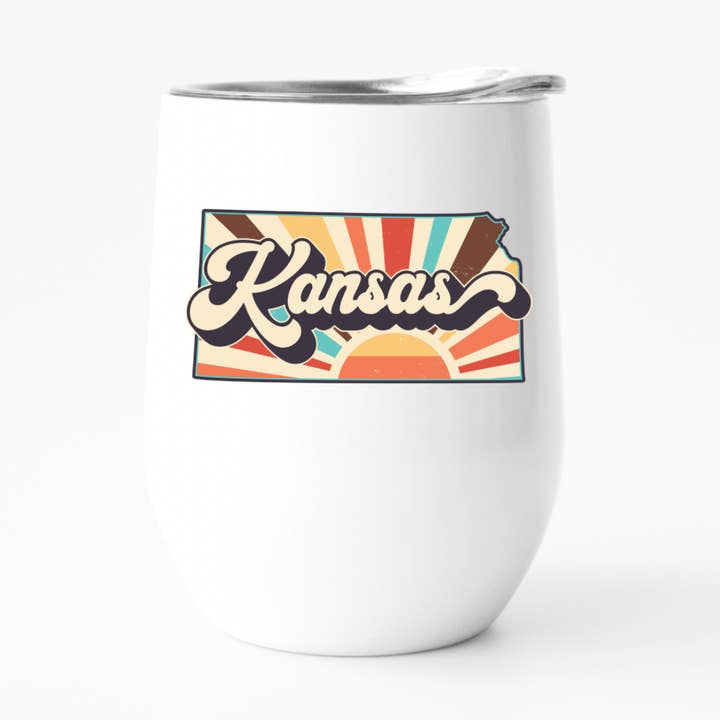 Gobelet à vin rétro Kansas, gobelet State Pride pour la vente par Fbombs & Booze
