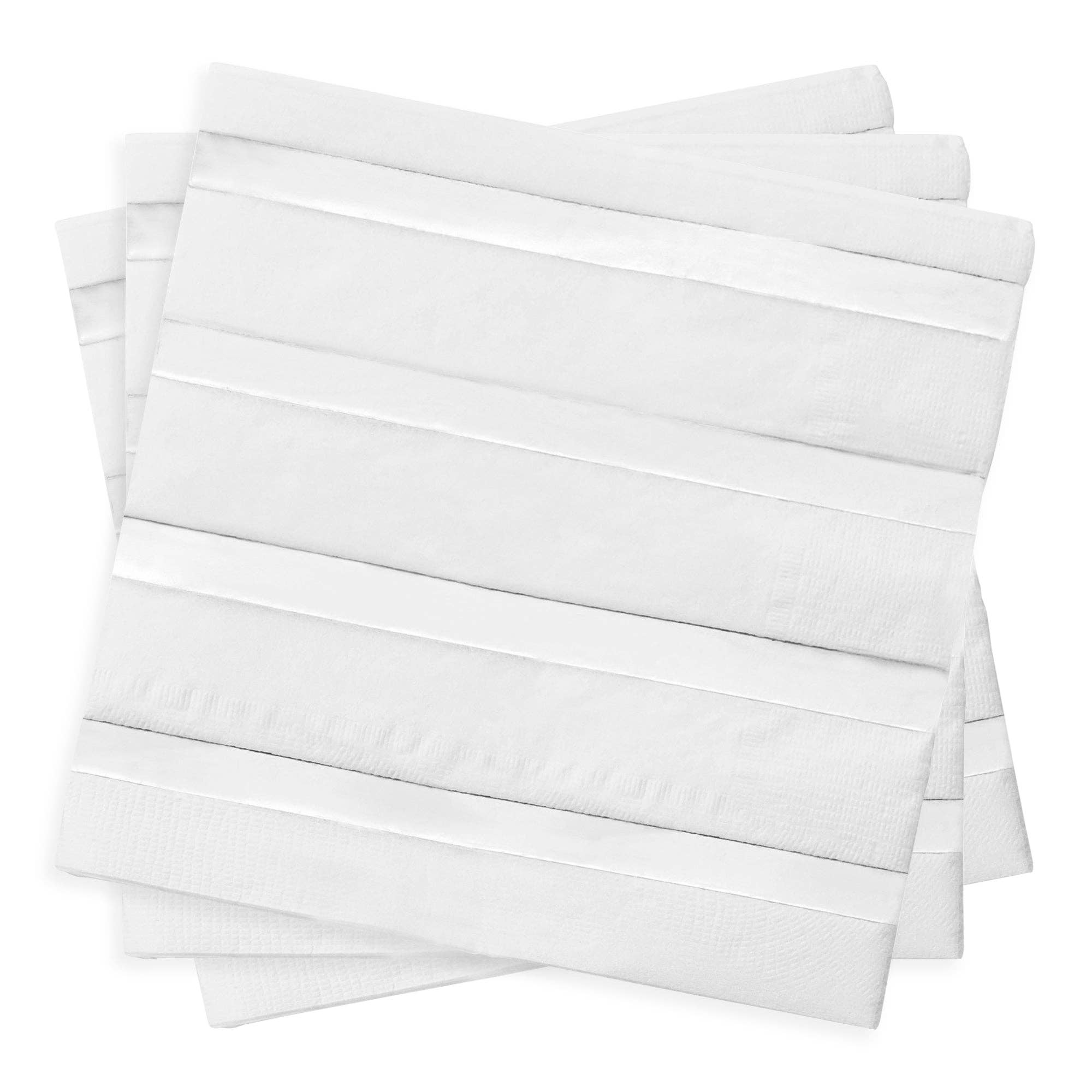 Smarty had a Party - Vente Serviettes jetables - Serviettes en papier blanches avec rayures argentées - 600 pcs1