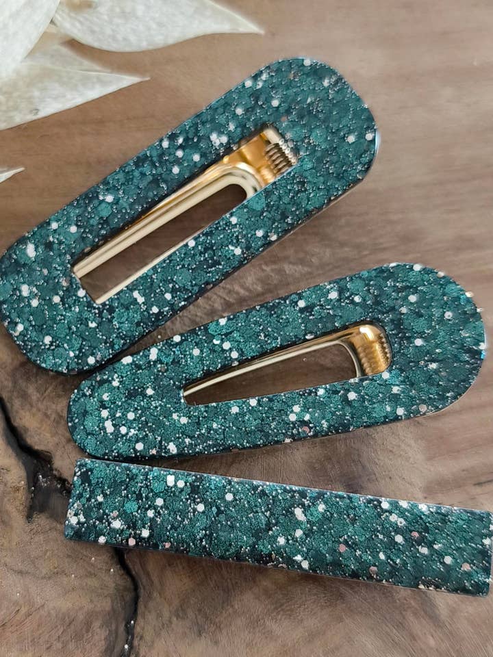 Khaki/Gold Resin Barrette for wholesale by Les Noeuds de Maman